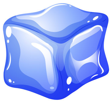 Single blue ice cube