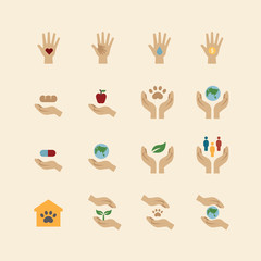 Fototapeta premium charity and donation icons flat line design vector
