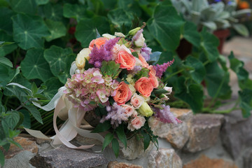 bouquet lying on the stone