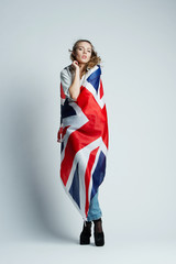 beautiful girl with flag of Britain