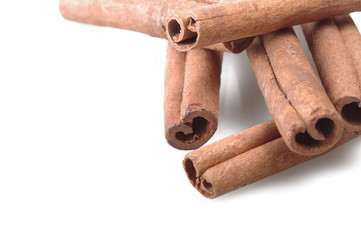 cinnamon stick and star anise spice on the white