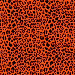 Stickers pour porte Peau animal Conception de modèle sans couture de léopard dans la couleur automnale orange, vecteur
