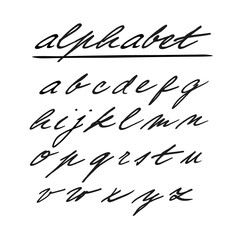 Hand drawn vector alphabet, font, isolated lower case letters