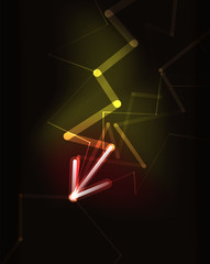 Glowing arrow in dark space