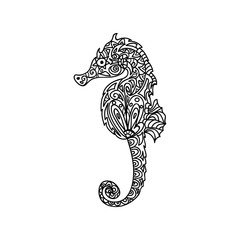 Horsefish seahorse zentangle