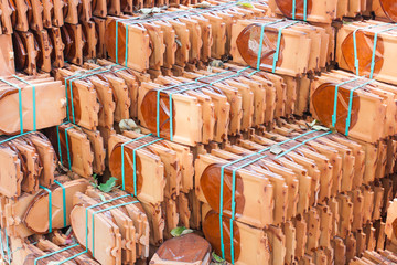 Pile of roofing tiles packaged
