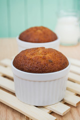 banana muffin cake on wooden background 