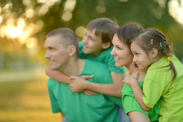 Family resting in a summer park