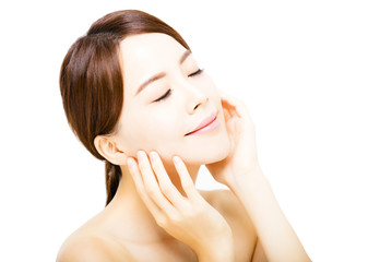 Fototapeta premium Portrait of beautiful young woman with clean face