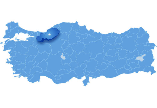 Map of Turkey, Bolu