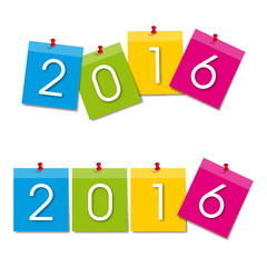 Post it 2016, idéal sur vos calendrier et flyer pour fêter la nouvelle année.