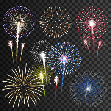 Set of isolated vector fireworks
