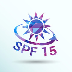 spf fifteen shield sticker badge label banner sign isolated.