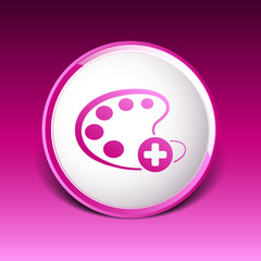 Paint brush with palette icon. Flat design style.