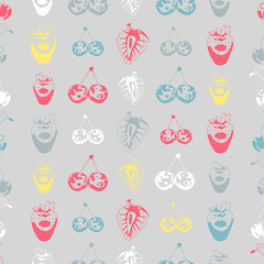 Seamless background made of berries in linear style