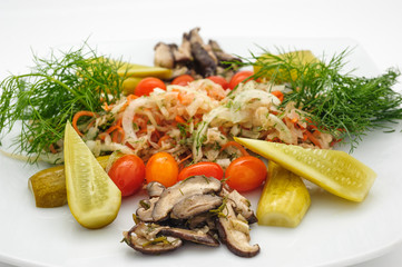 Set of cold appetizers isolated on white