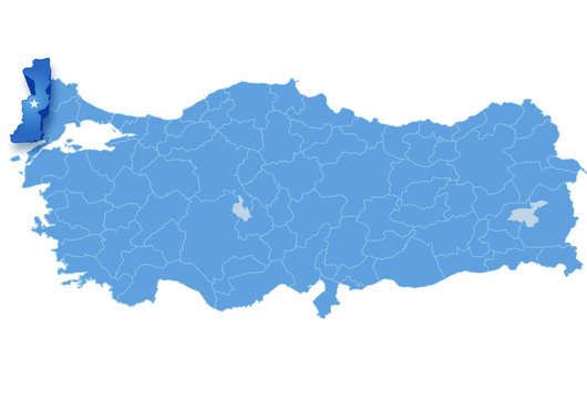 Map of Turkey, Edirne