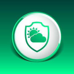 rainy weather icon with clouds and umbrella vector.