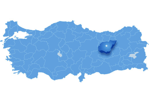 Map of Turkey, Tunceli