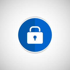 Blue lock icon with protection key password blocked