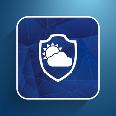 rainy weather icon with clouds and umbrella vector.