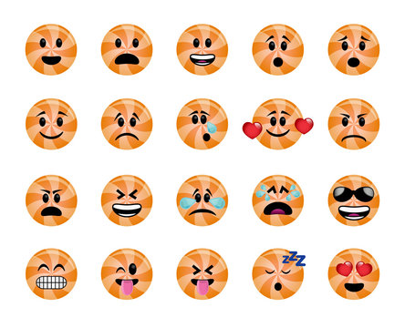 Set of orange lollipop icons