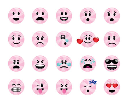 Set of pink lollipop icons