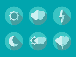  Of Flat Color Weather Icons With Long Shadow