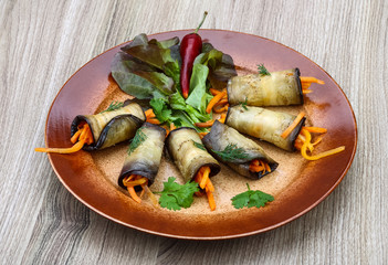 Eggplant rolls with carrot