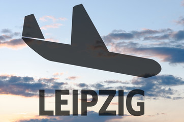 Airplane landing on Leipzig airport