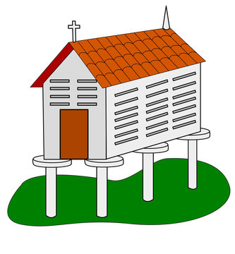 Illustration of horreo, Galician granary