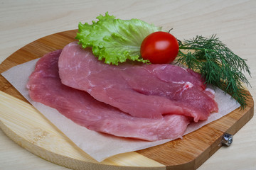 Raw pork schnitzel