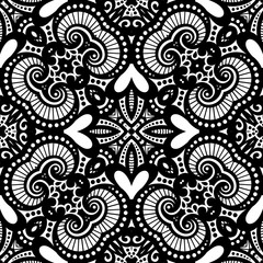 Vector Seamless Vintage Black and White Lace Pattern