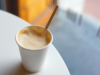 coffee cappuccino in paper cup