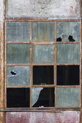 old window destroyed and abandoned
