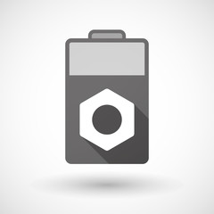 Isolated battery icon with a nut