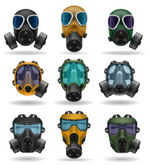 set icons gas mask vector illustration