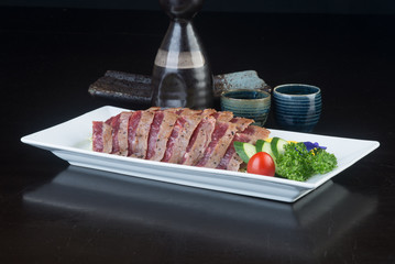 japanese cuisine. sashimi on the background