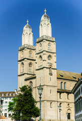 Fototapeta premium Zurich cathedral, Switzerland