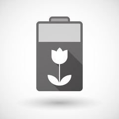 Isolated battery icon with a tulip