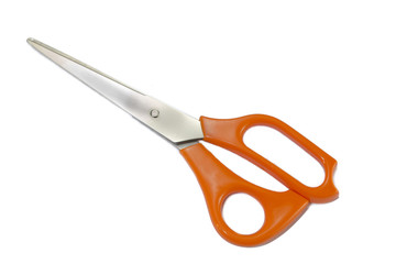 Orange scissors isolated on a white background