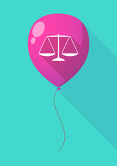 Obraz premium Long shadow balloon with a justice weight scale sign