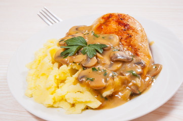 Chicken Breast with Mushroom Sauce and mashed potato