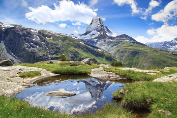 Naklejka na ściany i meble Panorama of Matterhorn, Switzerland.
