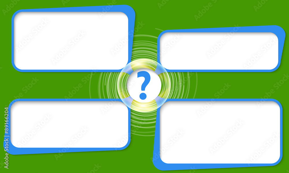 Aufkleber four connected frames for your text and question mark