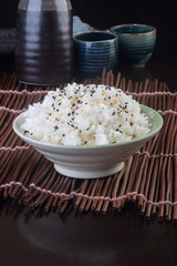 japanese cuisine. rice on the background