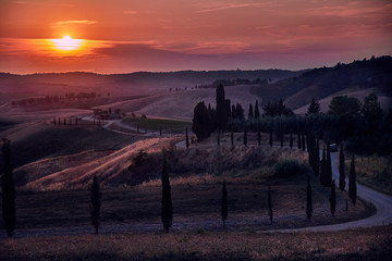 Obraz premium Tuscany Sunset Landscape