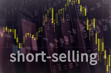 Downtrend stock chart on PC screen and inscription 