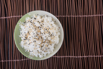 japanese cuisine. rice on the background
