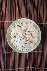 japanese cuisine. rice on the background